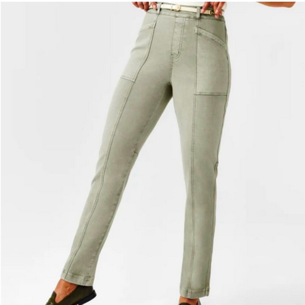 SPANX Stretch Twill Straight Leg Pants New Olive